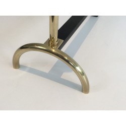 Pair of Neoclassical Brass and Wrought Iron Andirons, French Work, Circa 1970