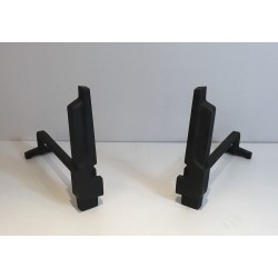 Pair of Modernist Cast Iron and Wrought Iron Andirons, French Work, Circa 1950