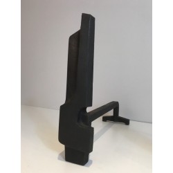 Pair of Modernist Cast Iron and Wrought Iron Andirons, French Work, Circa 1950