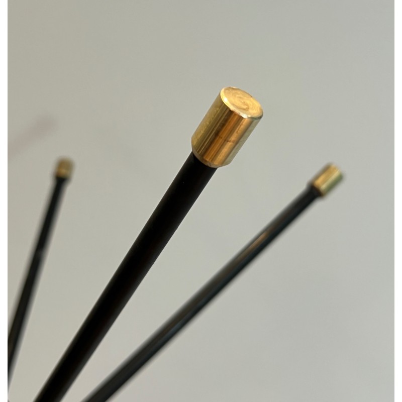 Design Coat Stand in Black Lacquered Metal and Brass, French Work, Circa 1950