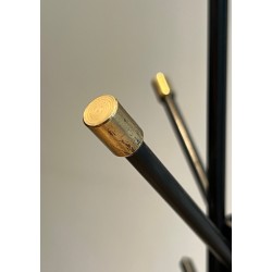 Design Coat Stand in Black Lacquered Metal and Brass, French Work, Circa 1950