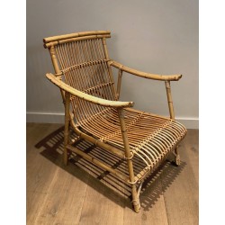 Paire de Fauteuils en Rotin, Travail Français, Vers 1950