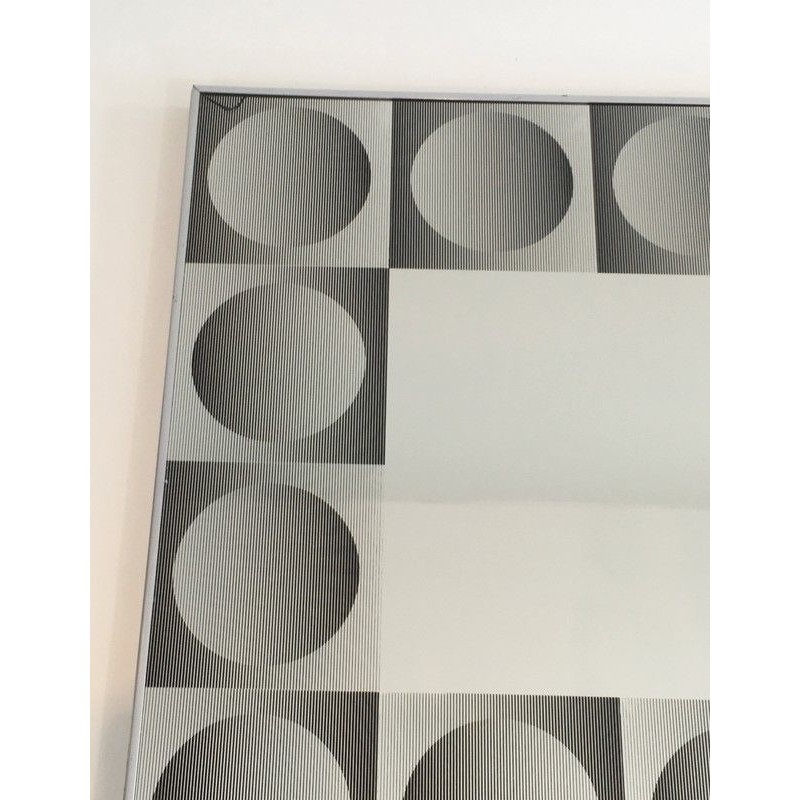 Miroir Art Optique dans le Goût de Victor Vasarely, Travail Français, Vers 1970
