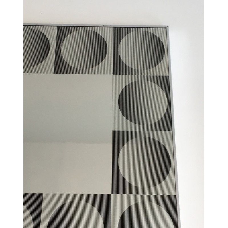 Op Art Mirror in the Style of Victor Vasarely, French Work, Circa 1970