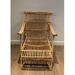 Paire de Fauteuils en Rotin, Travail Français, Vers 1950