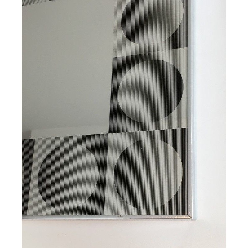 Op Art Mirror in the Style of Victor Vasarely, French Work, Circa 1970