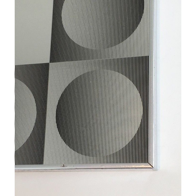 Op Art Mirror in the Style of Victor Vasarely, French Work, Circa 1970
