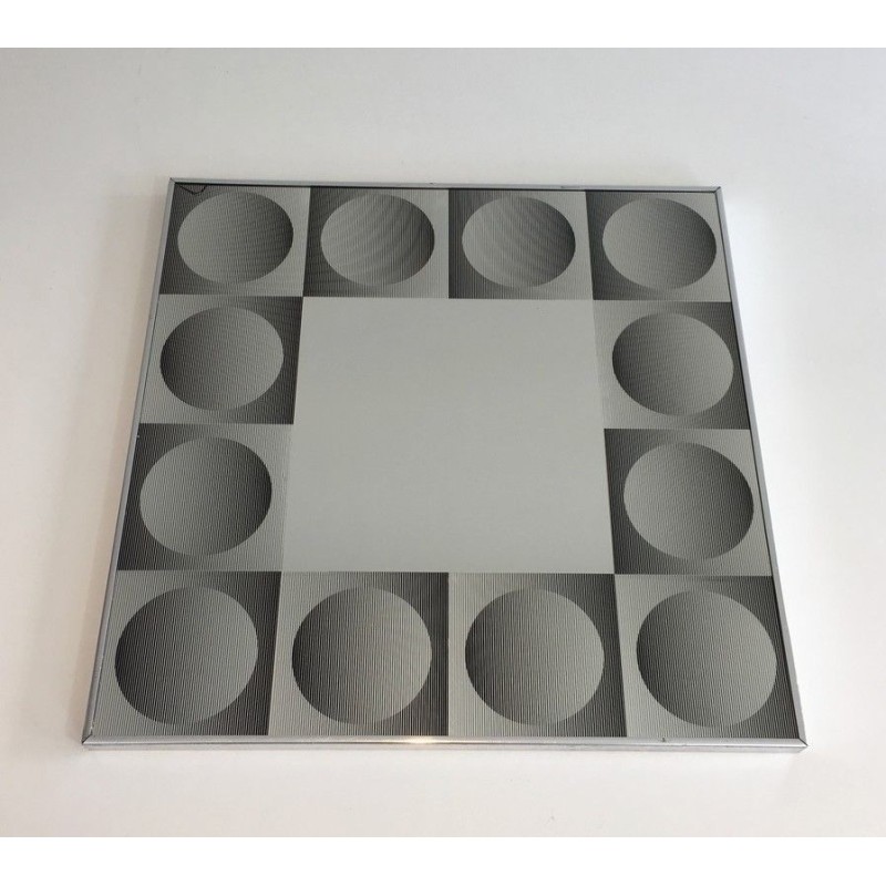 Op Art Mirror in the Style of Victor Vasarely, French Work, Circa 1970