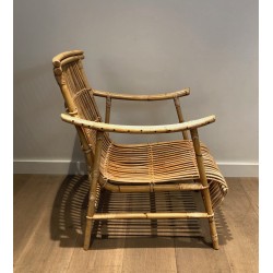 Paire de Fauteuils en Rotin, Travail Français, Vers 1950
