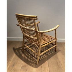 Pair of Rattan Armchairs, French Work, Circa 1950