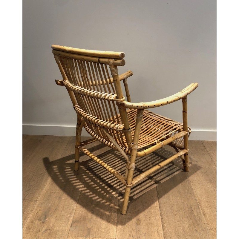 Paire de Fauteuils en Rotin, Travail Français, Vers 1950