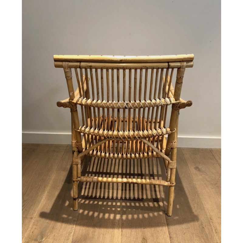 Pair of Rattan Armchairs, French Work, Circa 1950