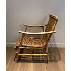 Paire de Fauteuils en Rotin, Travail Français, Vers 1950