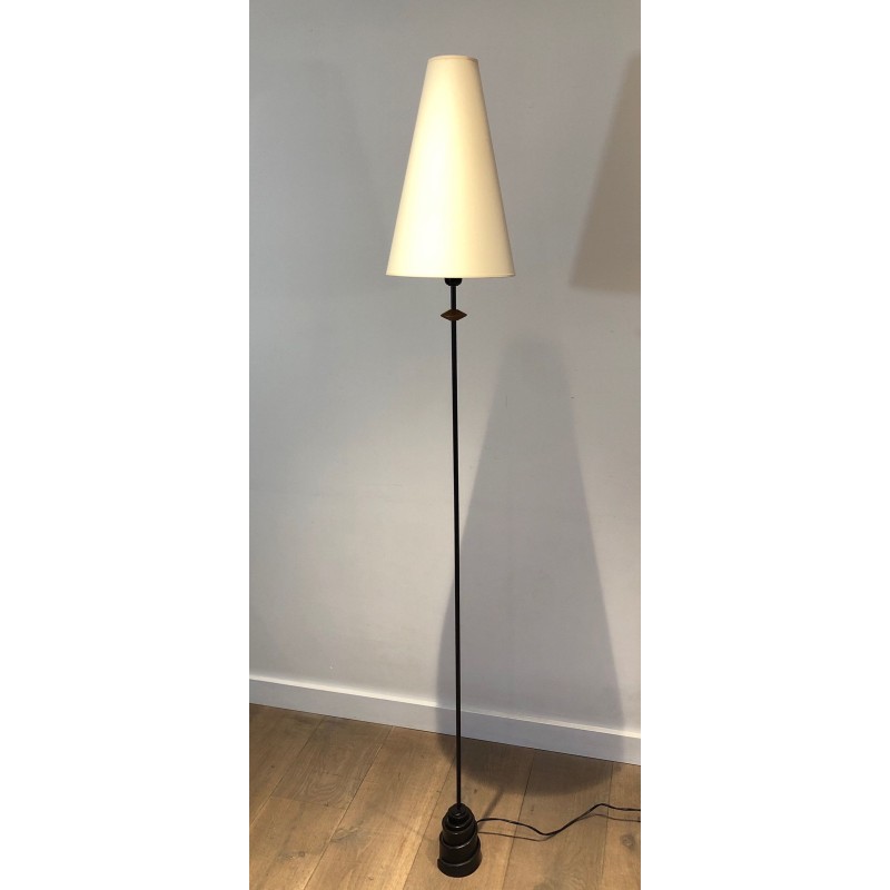 Wrought Iron and Cast Iron Floor Lamp, French Work, circa 1970 | Maison BARROIS