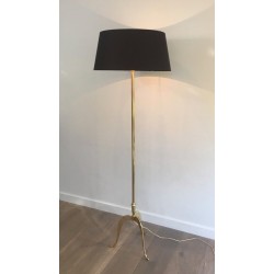 Neoclassical Style Brass Floor Lamp, French Work, Circa 1940