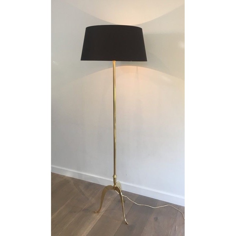 Neoclassical Style Brass Floor Lamp, French Work, Circa 1940