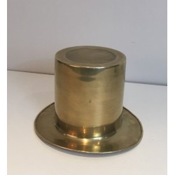 Unusual Brass Top Hat Champagne Bucket, French Work, Circa 1920