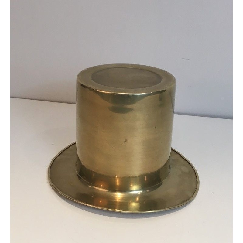 Unusual Brass Top Hat Champagne Bucket, French Work, Circa 1920