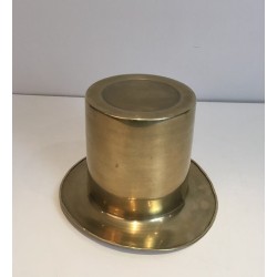 Unusual Brass Top Hat Champagne Bucket, French Work, Circa 1920