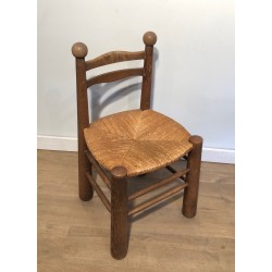 Suite de Quatre Chaises Brutalistes de Charles Dudouyt, Travail Français, Vers 1940