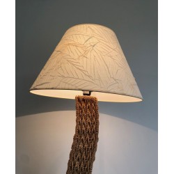 Lampadaire en Corde Tressée sur Base Carrée en Métal, Travail Japonais, vers 1980 | Maison BARROIS