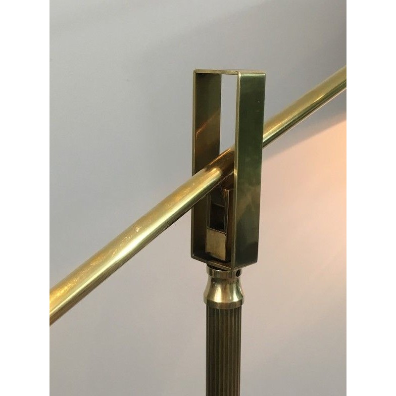 Rare Articulated Brass Floor Lamp with Counterbalance, French Work, Circa 1940