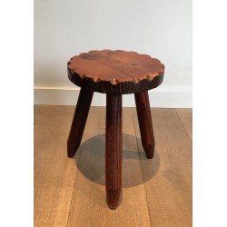 Pair of Brutalist Pine Stools, French Work, circa 1950 | Maison BARROIS