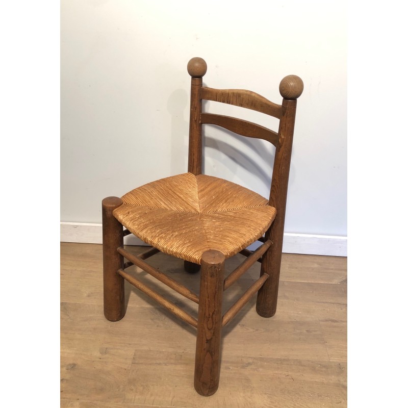 Set of Four Brutalist Chairs by Charles Dudouyt, French Work, Circa 1940