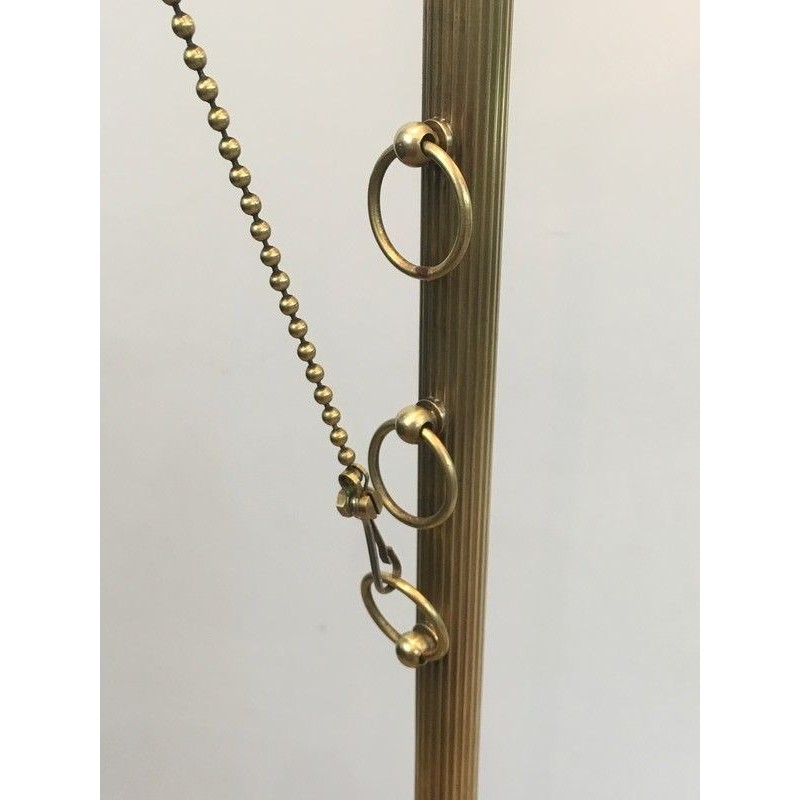 Rare Articulated Brass Floor Lamp with Counterbalance, French Work, Circa 1940