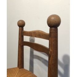 Suite de Quatre Chaises Brutalistes de Charles Dudouyt, Travail Français, Vers 1940