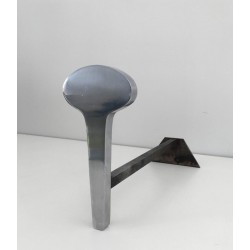 Paire de Chenets Modernistes en Acier Chromé et Fer Forgé, Travail Français, Vers 1970