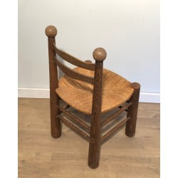 Suite de Quatre Chaises Brutalistes de Charles Dudouyt, Travail Français, Vers 1940