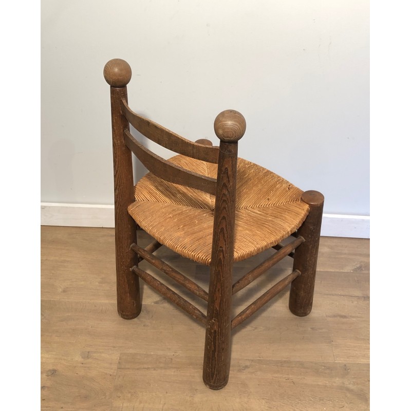 Suite de Quatre Chaises Brutalistes de Charles Dudouyt, Travail Français, Vers 1940