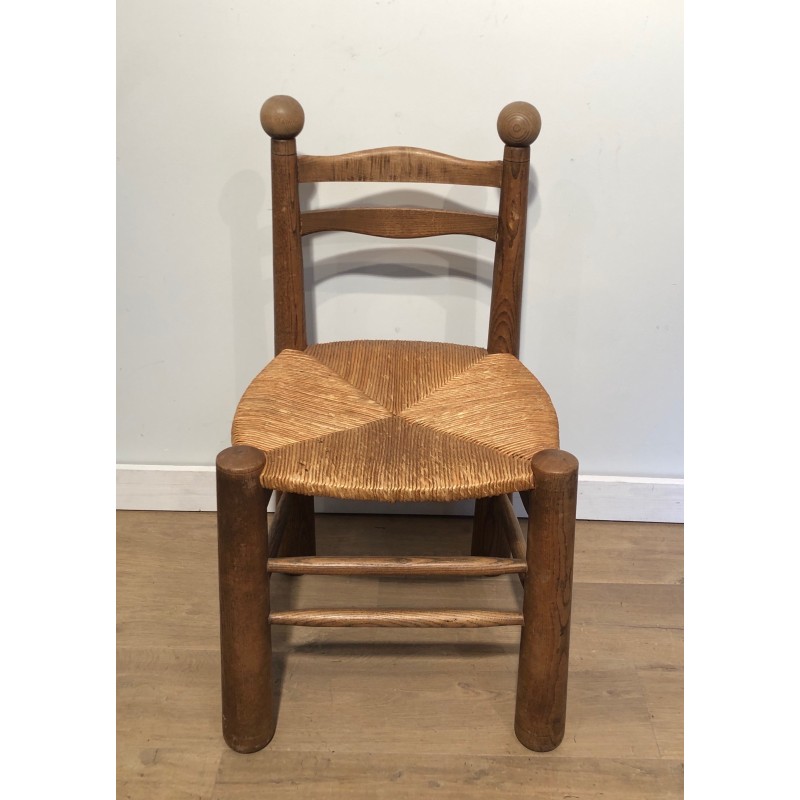 Suite de Quatre Chaises Brutalistes de Charles Dudouyt, Travail Français, Vers 1940