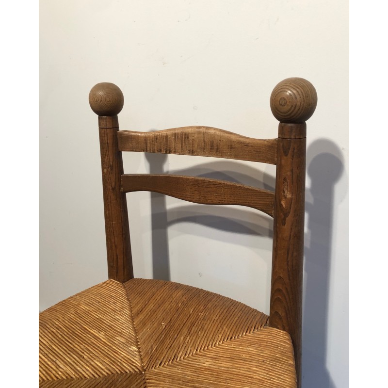 Suite de Quatre Chaises Brutalistes de Charles Dudouyt, Travail Français, Vers 1940