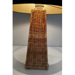 Pyramidal Rattan Table Lamp, French Work, Circa 1970