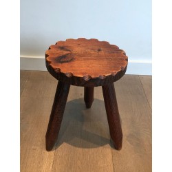 Paire de Tabourets Brutalistes en Sapin, Travail Français, vers 1950 | Maison BARROIS