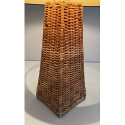 Pyramidal Rattan Table Lamp, French Work, Circa 1970