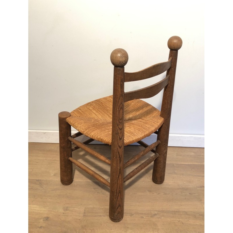 Set of Four Brutalist Chairs by Charles Dudouyt, French Work, Circa 1940