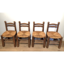 Set of Four Brutalist Chairs by Charles Dudouyt, French Work, Circa 1940