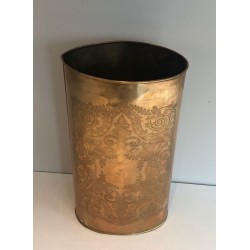 Porte-Parapluie en Laiton Gravé à Décors d'Entrelacs, Travail Français, Vers 1900