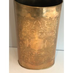 Porte-Parapluie en Laiton Gravé à Décors d'Entrelacs, Travail Français, Vers 1900