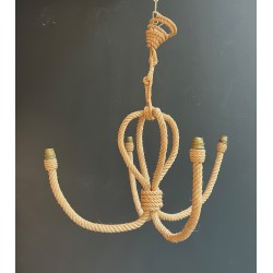 Rope Anchor Chandelier by Adrien Audoux and Frida Minet, French Work, Circa 1950