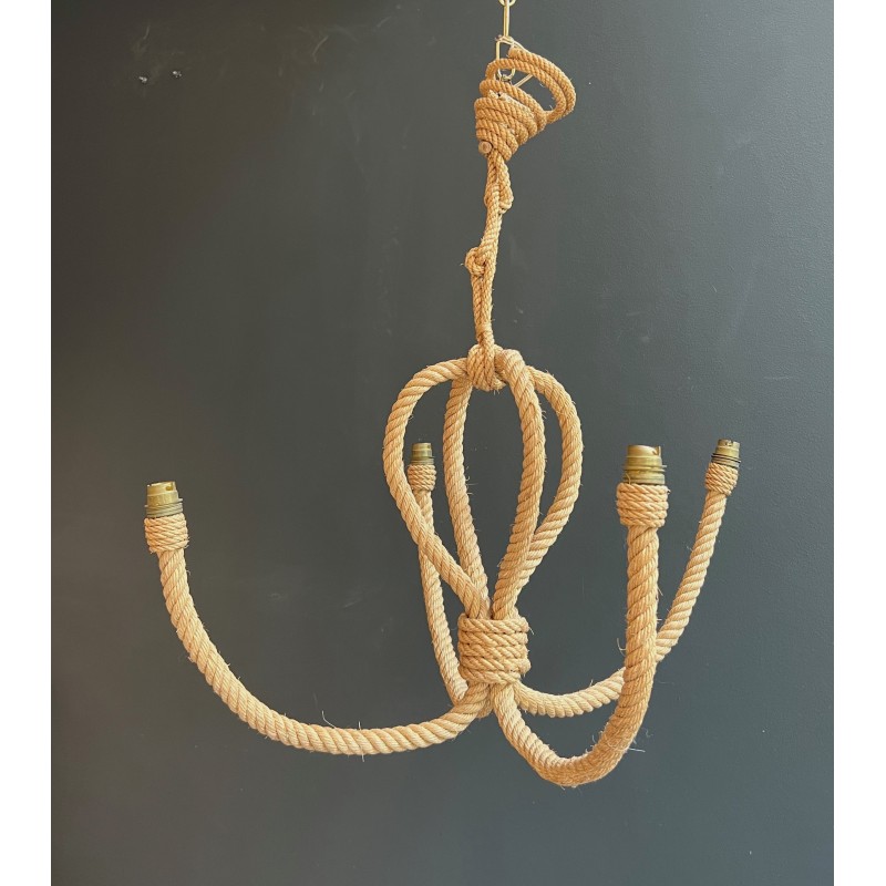 Lustre en Corde en Forme d'Ancre, par Adrien Audoux et Frida Minet, Travail Français, Vers 1950