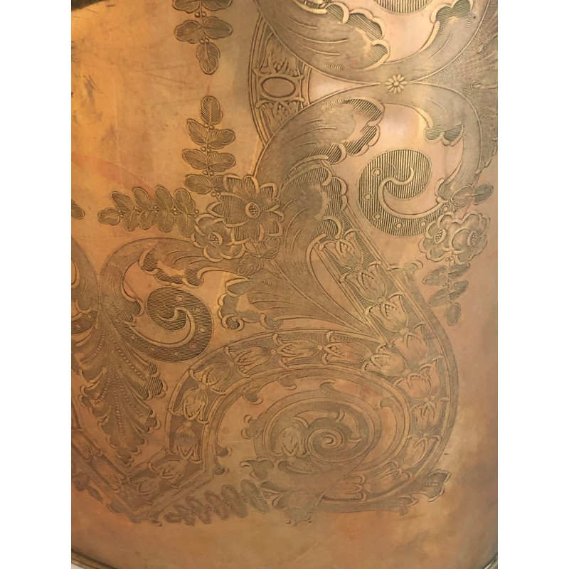 Porte-Parapluie en Laiton Gravé à Décors d'Entrelacs, Travail Français, Vers 1900