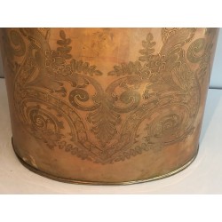 Porte-Parapluie en Laiton Gravé à Décors d'Entrelacs, Travail Français, Vers 1900