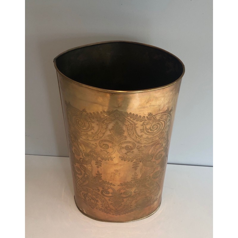 Porte-Parapluie en Laiton Gravé à Décors d'Entrelacs, Travail Français, Vers 1900