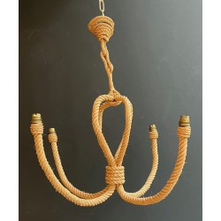 Lustre en Corde en Forme d'Ancre, par Adrien Audoux et Frida Minet, Travail Français, Vers 1950