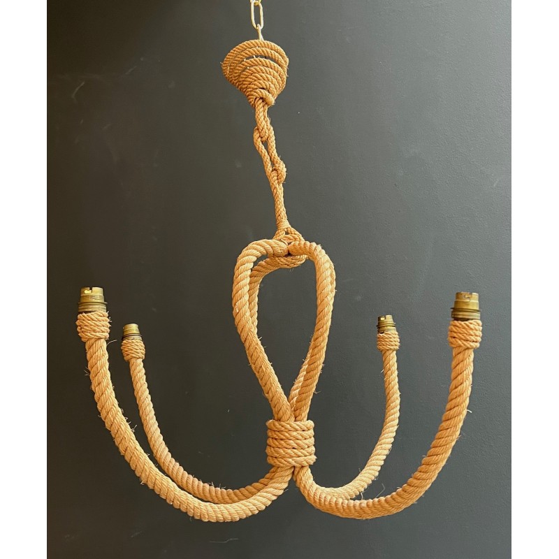 Lustre en Corde en Forme d'Ancre, par Adrien Audoux et Frida Minet, Travail Français, Vers 1950
