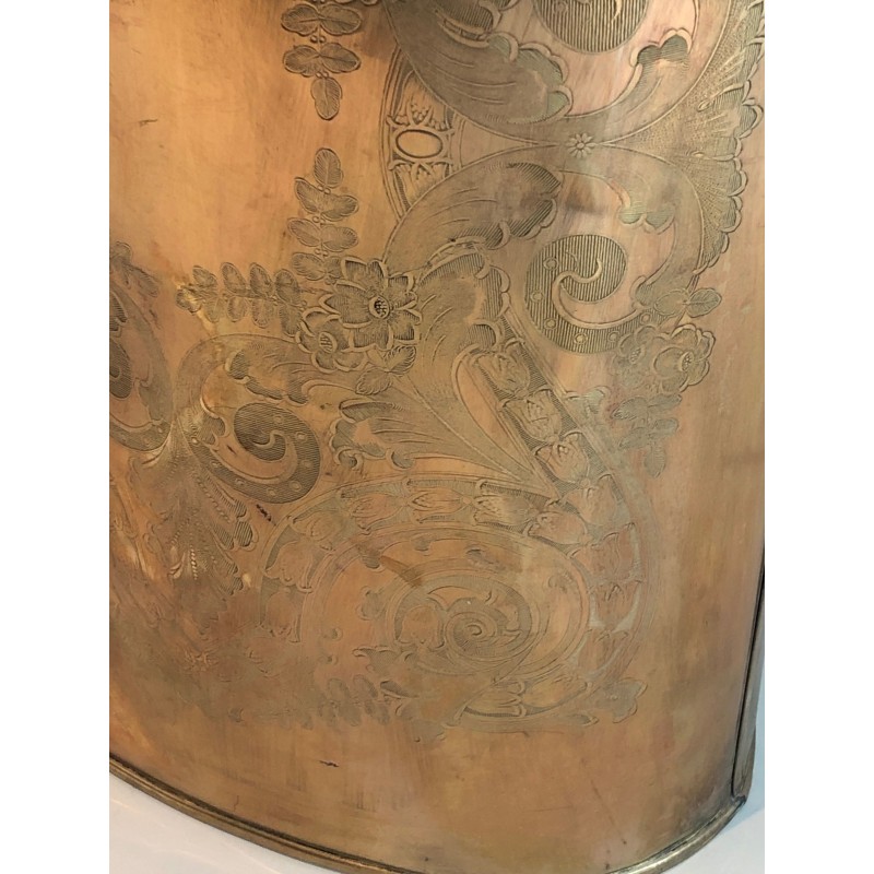 Porte-Parapluie en Laiton Gravé à Décors d'Entrelacs, Travail Français, Vers 1900
